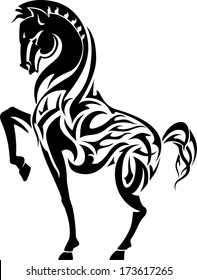 Horse Flame Tattoo Abstract flame body of a horse on white background