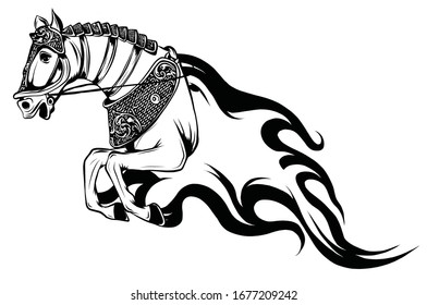 Horse with flame Vector illustration.