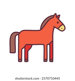 Horse flat color icon. Red stallion isolated vector illustration on white background.