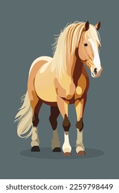 horse flat color illustration for art print poster