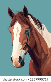 horse flat color illustration for art print poster