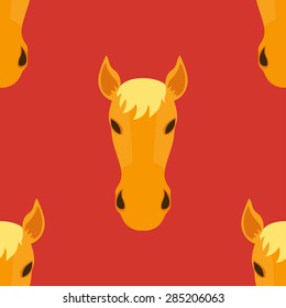 Horse flat head seamless pattern