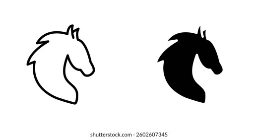 Horse flat Icons in line outline and flat solid style on white background