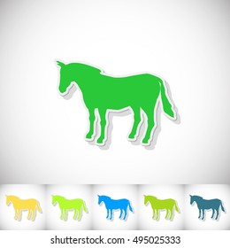 Horse. Flat sticker with shadow on white background. Vector illustration