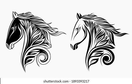 horse in floral ornament. vector illustration