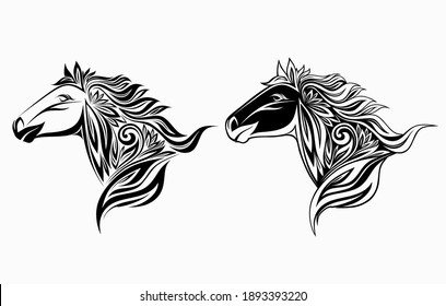 horse in floral ornament. vector illustration