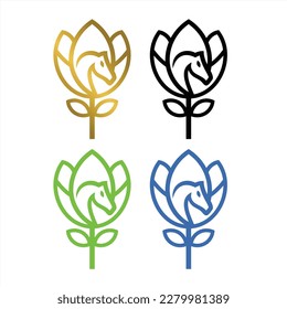 horse flower, horse leaf, horse tulip, an elegant logo