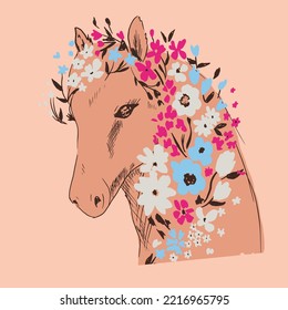 Horse and flowers. Colours and more
