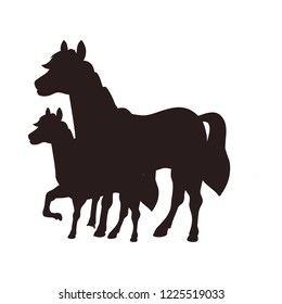 horse and foal animal farm icon