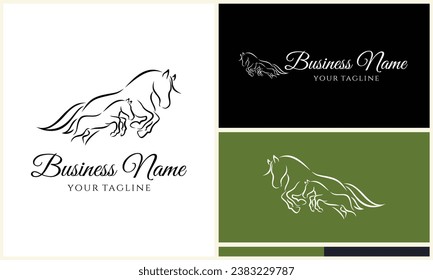 plantilla de logotipo de caballo y popa