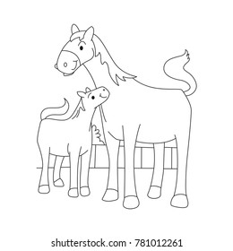 Horse and foal are talking