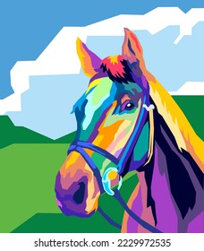 Horse in the forest pop art style