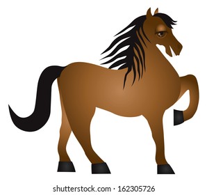 Horse Forward Pose Side View Isolated on White Background Vector Illustration