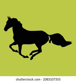 A horse gallops fast, vector illustration silhouette on a white background,  a horse, vector silhouette, set vector illustration