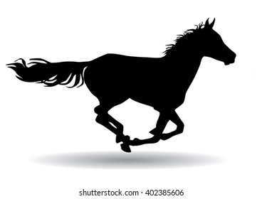 A horse gallops fast, vector illustration silhouette on a white background
