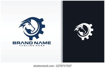 horse and gear design illustration vector