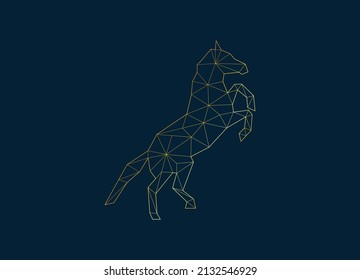 Horse geometric art Design Vector, Geometric line Horse, Golden line art