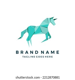 Horse Geometric Design. unicorn origami, polygonal Logo icon Vector illustration