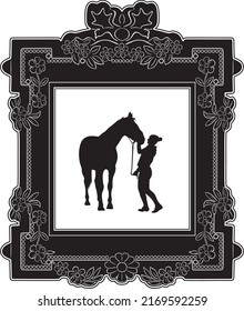 horse and girl love handmade silhouette black design handmade