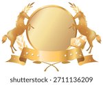 Horse gold emblem. Vector illustration