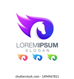 horse gradient color logo design