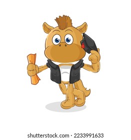 the horse graduation vector. cartoon character