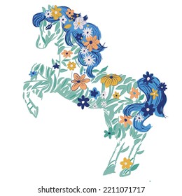 Horse graphic design flowers and more.Girl child tshirt pattern design. T shirt design