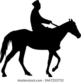 Horse graphic design,man riding silhouette for race isolated white background vector illustration