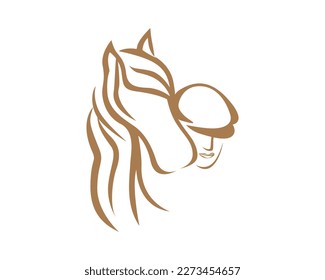 Horse and Horse Groomer or Equestrian Illustration with Sihouette Style