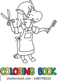 Horse hairdresser ABC coloring book. Alphabet H