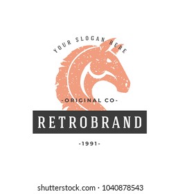 Horse hand drawn logo isolated on white background vector illustration for labels, badges, t-shirt and other design.