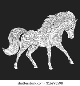 Horse hand drawn ornament vector illustration