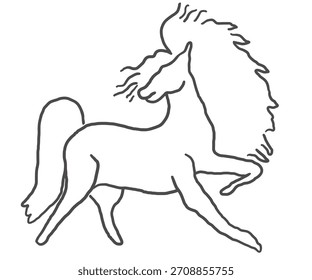 horse in hand drawn style in vector. element for decor postcard design print sticker animation poster background