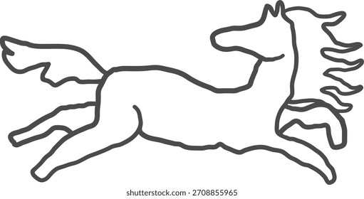 Caballo en estilo dibujado a mano en Vector. Elemento para decoración Diseño de postal Imprimir pegatina Animación Cartel de fondo