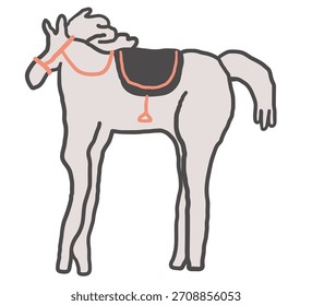 horse in hand drawn style in vector. element for decor postcard design print sticker animation poster background