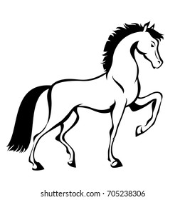 Horse, hand drawn vector stylized illustration for tattoo, logo, t-shirt and bags design. Isolated