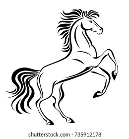 Horse, hand drawn vector stylized illustration for tattoo, logo, t-shirt and bags design. Isolated