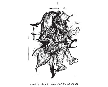 Horse handdrawn animal combal drawing sketch art mammal