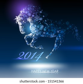 Horse. Happy new year 2014. Vector eps 10.