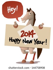 horse with a Happy New Year sign