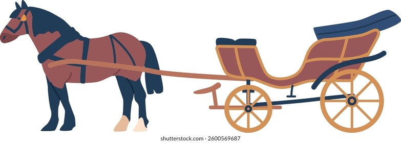 Horse in harness drawn cab