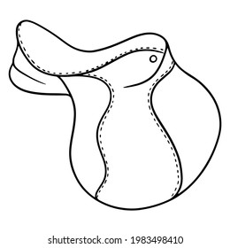 Horse harness horse saddle vector illustration in line style for coloring book. Single illustration on a white background for design and decoration.