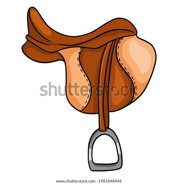 Horse harness horse saddle vector\
illustration in cartoon style. Single illustration on a white\
background for design and\
decoration.