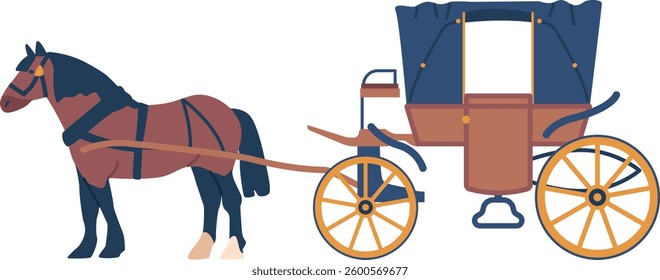 Horse harnessed to passenger cab