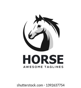 Horse Head Abstract Circle Simple Logo Template
