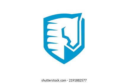 horse head Abstract concept of shield with horse  logo vector design symbol illustration sign icon design idea