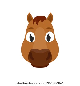 Horse. The head of the animal. Cute cartoon character. Isolated vector illustration