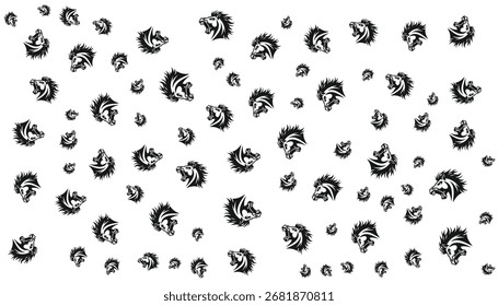 Horse Head Background Pattern Vector in black on white background