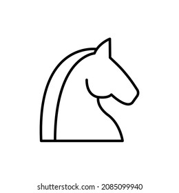 Horse head black outline icon. Chessmen of knight. Animal concept. Trendy flat isolated simple symbol, sign can be used for: illustration, logo, app, design, web, dev, ui, ux, gui. Vector EPS 10