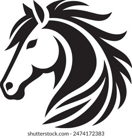 horse head black silhouette style vector illustration art 